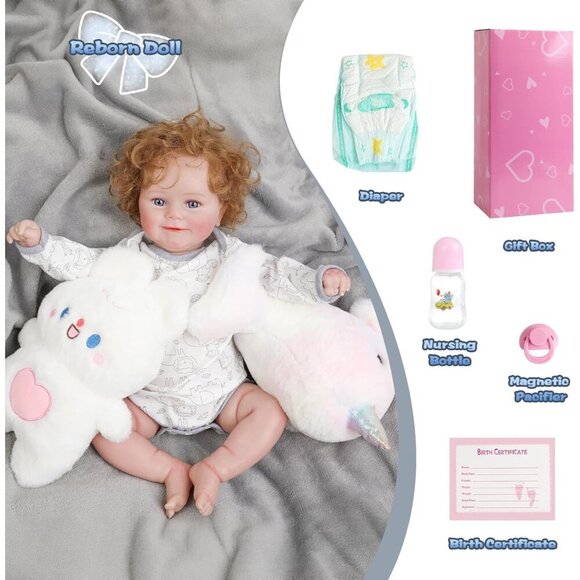 20Inch Cute Soft Viny Real Life Reborn Baby Boy Doll with Toy for 3+ Year Kids - Picture 9 of 9